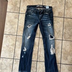 Guess Men's Navy Distressed Skinny Jeans 28W 30L